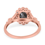 Art Deco Oval Natural Stone Floral Ring
