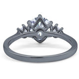 Art Deco Round Natural Stone Three Stone Ring