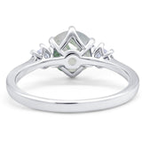 Art Deco Round Natural Stone Three Stone Ring