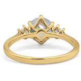 Art Deco Round Natural Stone Three Stone Ring