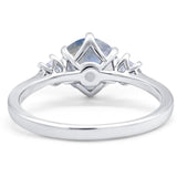 Art Deco Round Natural Stone Three Stone Ring