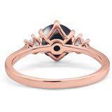 Art Deco Round Natural Stone Three Stone Ring