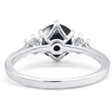 Art Deco Round Natural Stone Three Stone Ring