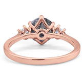 Art Deco Round Natural Stone Three Stone Ring