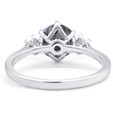 Art Deco Round Natural Stone Three Stone Ring