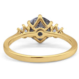 Art Deco Round Natural Stone Three Stone Ring