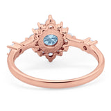 Art Deco Round Natural Stone Flower Ring