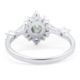 Art Deco Round Natural Stone Flower Ring