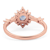 Art Deco Round Natural Stone Flower Ring