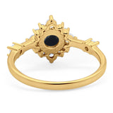 Art Deco Round Natural Stone Flower Ring
