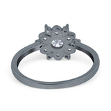 Art Deco Round Natural Stone Flower Ring