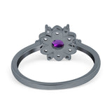Art Deco Round Natural Stone Flower Ring