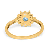 Art Deco Round Natural Stone Flower Ring