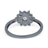 Art Deco Round Natural Stone Flower Ring
