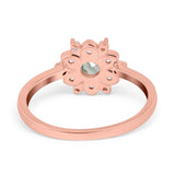 Art Deco Round Natural Stone Flower Ring