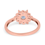 Art Deco Round Natural Stone Flower Ring