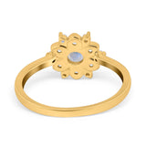 Art Deco Round Natural Stone Flower Ring
