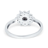 Art Deco Round Natural Stone Flower Ring