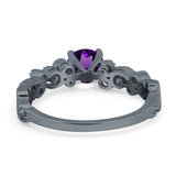 Round Natural Stone Filigree Beaded Ring