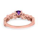 Round Natural Stone Filigree Beaded Ring