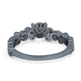 Round Natural Stone Filigree Beaded Ring