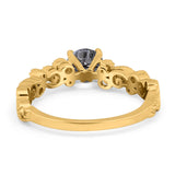 Round Natural Stone Filigree Beaded Ring
