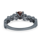 Round Natural Stone Filigree Beaded Ring