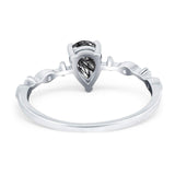 Art Deco Pear Natural Stone Wedding Ring