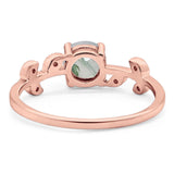 Round Natural Stone Leaf Style Ring