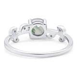 Round Natural Stone Leaf Style Ring