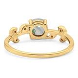 Round Natural Stone Leaf Style Ring