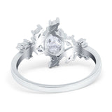 Floral Oval Natural Stone Wedding Ring