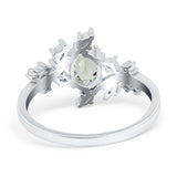 Floral Oval Natural Stone Wedding Ring