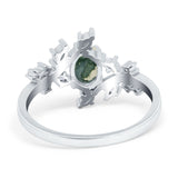 Floral Oval Natural Stone Wedding Ring