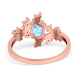 Floral Oval Natural Stone Wedding Ring
