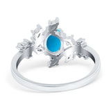 Floral Oval Natural Stone Wedding Ring