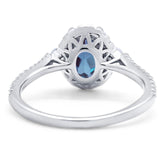 Art Deco Oval Natural Stone Halo Ring