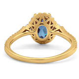 Art Deco Oval Natural Stone Halo Ring