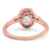 Art Deco Oval Natural Stone Halo Ring