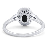 Art Deco Oval Natural Stone Halo Ring