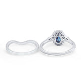 Two Piece Oval Natural Stone Bridal Ring