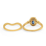 Two Piece Oval Natural Stone Bridal Ring