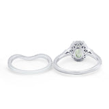 Two Piece Oval Natural Stone Bridal Ring