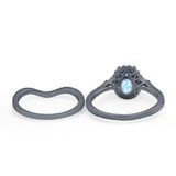 Two Piece Oval Natural Stone Bridal Ring