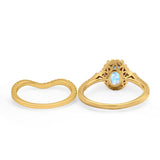 Two Piece Oval Natural Stone Bridal Ring