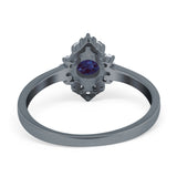 Art Deco Round Natural Stone Ring