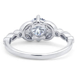 Art Deco Round Natural Stone Leaf Style Ring
