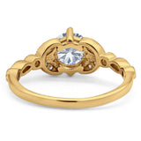 Art Deco Round Natural Stone Leaf Style Ring
