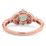 Art Deco Round Natural Stone Leaf Style Ring