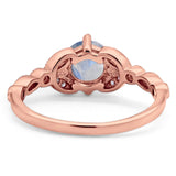 Art Deco Round Natural Stone Leaf Style Ring